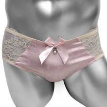 Sexy Sissy Knickers Satin Panties Bikini Men Briefs Lingerie Bowknot Lovely Fashion Floral Shiny Gay Male Bottom 2024 - buy cheap