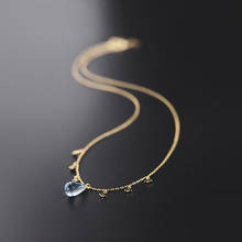 Daimi colar de prata esterlina 925 original, colar com pingente de topázio azul céu, água, cor de gota, tesouro para namorada 2024 - compre barato