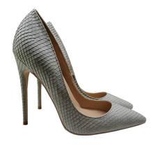 Tacones de aguja de 12CM para mujer, calzado sexy de punta estrecha, color gris, para fiesta y club nocturno 2024 - compra barato