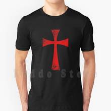 Camiseta de algodón con estampado de la Cruz templaria para hombre, camisa de manga corta con estampado de los caballeros templarios desgastado, estilo Medieval, renacentista 2024 - compra barato