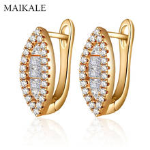 MAIKALE Luxury Cubic Zirconia Stud Earrings for Women Gold Silver Color Ear Studs Exquisite Jewelry Personality Gifts for Girls 2024 - buy cheap