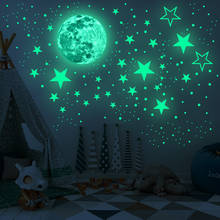 Светящаяся луна, звезда, точка, 30 см, флуоресцентная наклейка, рождественское окно, потолок, детская комната, украшение для дома, DIY наклейки 2024 - купить недорого