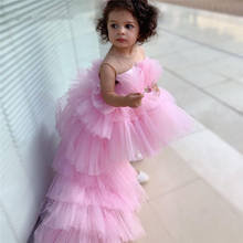 Vestidos de princesa de tul rosa para niña, vestido de fiesta de boda para bebé, vestido de cumpleaños alto-bajo para niño, vestido de primera comunión, novedad 2024 - compra barato