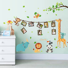 Cartoon Animals Giraffe Monkey Lion Bird Photo Frame Tree Wall Stickers Classroom Kids Room Decoration Removable Wall Stickers 2024 - buy cheap