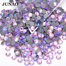 JUNAO SS6 8 10 12 16 20 30 Light Pink Hot Fix Glass Rhinestones Iron On Hotfix Crystal Stones Flatback Round Strass Applique 2024 - buy cheap