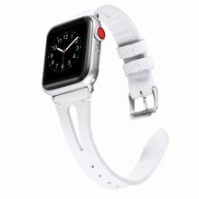 Venta al por mayor bucle para Apple Watch cuero SERIE DE gomillas 4 3 2 1 40mm 44mm para iwatch 38mm 42mm Correa serie 5 2024 - compra barato