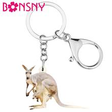 Bonsny Acrylic Brown kangaroo Keychains Big Printing Animal Keyring Jewelry For Women Kids Teens Funny Birthday Gift Accessories 2024 - buy cheap
