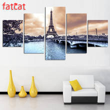 FATCAT Diy Diamond Painting 5 Panel Paris Cityscape Tower Landscape Decorative full Square Round Diamond Embroidery Sale AE766 2024 - buy cheap