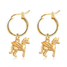 1 Pair Lovely Metal Unicorn Hoop Earrings For Womens Gift Jewelry Unique Small Cute Wings Horse Animal Circle Earrings 2024 - buy cheap