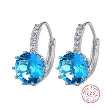 Candy Color Shinning Full Crystal AAA Cubic Zirconia Stud Earrings for Women Solid  Silver Color Brincos Jewelry 9 Color 2024 - buy cheap