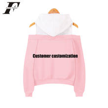 Customer LOGO design off shoulder hoodie sweatshirt  streetwear women clothes Customer customization 8427-WY18 2019 2024 - buy cheap