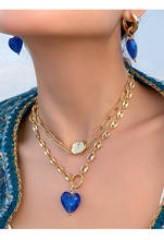 Ожерелье из латуни с цветным ожерельем в форме сердца из 18-каратного золота, женские Украшения, подиумное платье в стиле хип-хоп, бохо, редкая блестящая японская и корейская мода 2024 - купить недорого