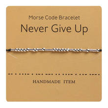 Pulseras de código Morse tejido a mano para hombre y mujer, cadena de cuerda con letras, joyería de amistad, regalo de Navidad 2024 - compra barato
