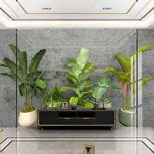 Пользовательские 3D фото обои серая цементная стена зеленые растения в горшках гостиная диван ТВ фон настенные украшения для дома роспись 2024 - купить недорого