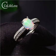 Colfe anel 100% opala branca natural, joia com tamanhos de 6x8mm opala e prata 2024 - compre barato