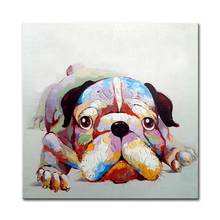 100% handpainting um bonito pequeno cão animais pintura a óleo moderna breve entrada mural arte da parede decoração para casa sala de estar decoração 2024 - compre barato