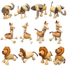 Cute Wild Animal Model Doll Toys Elephant Monkey Cow Giraffe Lion Tiger Bear Wooden Action Models Educational Toy For Children 2024 - buy cheap