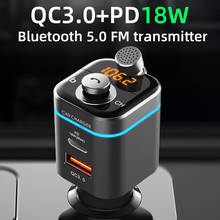 LAMJAD  car MP3 player Bluetooth 5.0 receiver FM transmitter pd18w USB-C car charger U disk music phone player 2024 - buy cheap