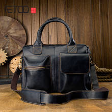 AETOO Leather handbag, men's casual leather shoulder bag, large capacity men's travel bag 2024 - buy cheap