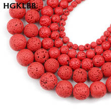 HGKLBB Natural Stone Red Volcanic Lava Rock beads 4/6/8/10/12MM Rubber Round Spacer Loose beads for Jewelry making DIY bracelet 2024 - buy cheap