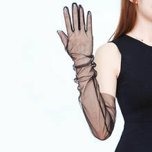 Hallowe 70cm Sexy Lace Women Summer Ultra-Thin Sunscreen Driving Mitten Mesh Yarn Long Full Finger Touch Screen Gloves K10 2024 - buy cheap