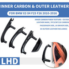 Lhd-acabamento interior para porta automotiva, fibra de carbono, conjunto completo de couro, para bmw x3, x4, f25, f26 2024 - compre barato