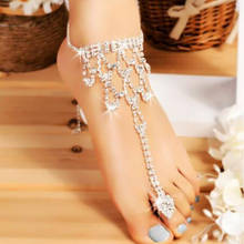 New Chic Luxury Crystal Rhinestone Bradals Beach Ankle Anklets Barefoot Sandals Toe Ring Anklets On Leg Foot Jewelry for women 2024 - buy cheap