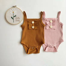 2020 Newborn Baby Boy Girl Bodysuit Summer Baby Cotton Clothes Kids Jumpsuit Sleeveless Strap Bodysuit Solid Ribbed Sunsuit 0-2Y 2024 - buy cheap
