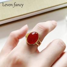 Real 925 Sterling Silver Rings for Women High Quality Fine Jewelry Femme Gold Red Agate Gemstone Ring Girls Wedding Jewelry Gift 2024 - buy cheap
