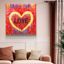 Nordic Abstract Graffiti Enjoy This Moment Love Wall Canvas Painting Home Decor Heart Graffiti Love for Bedroom Decoration 2024 - buy cheap