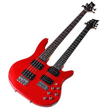 Red Double Neck Guitar 4 Strings Electric Bass & 6 Strings Electric Guitar Full Basswood Body High Gloss Finish Bolt on Guitarra 2024 - buy cheap