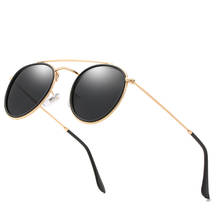 Классические винтажные круглые поляризованные солнцезащитные очки, мужские брендовые дизайнерские солнцезащитные очки Polaroid, женские солнцезащитные очки с металлической оправой, черные линзы, очки для вождения 2024 - купить недорого