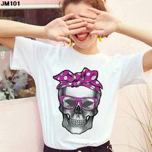 Funny Skull Printing Ladies T shirt Fashion Women's Short Sleeve Lady Tshirt Casual White Tops Streetwear Female Tee T-shirt 2024 - buy cheap