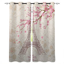 Beautiful Cherry Blossom Paris Tower Blackout Curtain Living Room Window Curtain Children's Blackout Curtains for The Bedroom 2024 - buy cheap