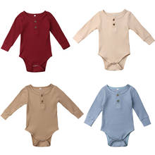 Conjunto de ropa acanalada para recién nacido, mono de una pieza con volantes, traje de manga larga, 0-2T 2024 - compra barato