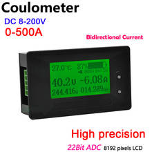 Monitor de bateria de lítio dc 200v 500a, medidor de coulômetro digital, voltagem, energia da corrente, capacidade indicador 12v 24v lifepo4 li-ion 2024 - compre barato