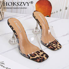 HOKSZVY 2020 Big Shoes 45 46 Leopard Print Sandals Open Toe High Heels Sexy Transparent PVC High-Heeled Heel Clear Sandals WZ 2024 - buy cheap
