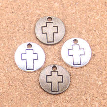 Colgantes antiguos de Cruz de 15mm, joyería de plata tibetana Vintage, DIY para pulsera y collar, 24 Uds. 2024 - compra barato