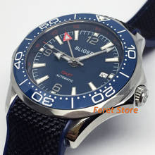 Bliger 41mm Stainless Silver Case Sapphire Glass Blue Dial Ceramic Bezel  Date Luminous Waterproof Leisure Men's Automatic Watch 2024 - compre barato