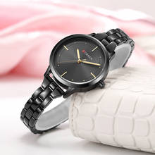 Curren relógio de pulso preto de aço inoxidável, relógio de quartzo de marca feminino à prova d'água 2024 - compre barato
