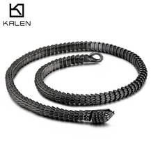 Kalen punk oxidação preto aço inoxidável colares para homens animal cobra gargantilha 60cm longo männer halskette jóias 2024 - compre barato