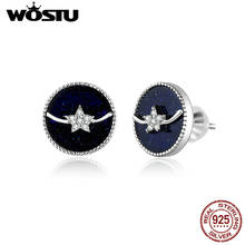 WOSTU Genuine 925 Sterling Silver Romantic Star Round Stud Earrings Wedding Engagement Earrings Fashion Jewelry Gift CQE835 2024 - buy cheap