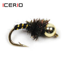 ICERIO 10PCS #14 Bead Head Nymphs Peacock Hackle Dry Flies Fly Trout Fishing Lures 2024 - buy cheap