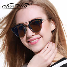 WHO CUTIE Mirror Purple Round Sunglasses Men Women  Brand Designer Reflected Lens Flat Top Rimless Frame Sun Glasses Shades OM56 2024 - buy cheap
