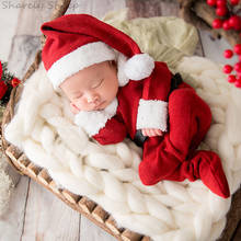 Детские Рождественские полосатые комбинезоны для мальчиков и девочек, реквизит для фотосъемки новорожденных, аксессуары для фотосъемки, Рождественская одежда для малышей 2024 - купить недорого