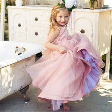 Elegant Flower Girl Dresses Pink O-Neck Sleeveless Floor Length Ball Gown Lace Appliques First Communion Pageant Party Dresses 2024 - buy cheap