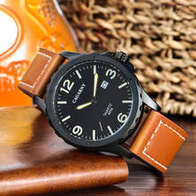 Мужские наручные часы CAGARNY с большими цифрами, повседневные Аналоговые Кварцевые спортивные часы с кожаным ремешком 6856 2024 - купить недорого