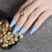 Небесно-Голубой Стилет, матовые накладные ногти для салона, сделай сам, длинные ногти для салонов, 10 цветов на выбор, 24 шт. 2024 - купить недорого