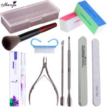 Conjunto de cuidados da arte do prego polimento arquivo de unha poeira escova cutícula empurrador pele morta nipper nutrição caneta caixa de armazenamento kit de ferramentas de manicure diy 2024 - compre barato