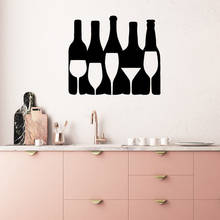 Wine Bottle Goblet Wall Decal Silhouette Art Mural Alcohol Bar Restaurant Kitchen Home Decor Vinyl Wall Stickers Mural S729 2024 - buy cheap